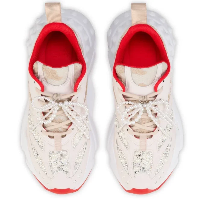 So Flo Perla – Sneakers da corsa – Pelle di vitello laminata, strass e perle – Perla – Donna So Flo Perla – Sneakers da corsa – Pelle di vitello laminata, strass e perle – Perla – Donna