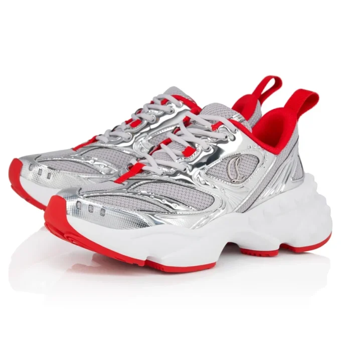 So Flo – Sneakers da corsa – Pelle di vitello laminata – Argento – Donna