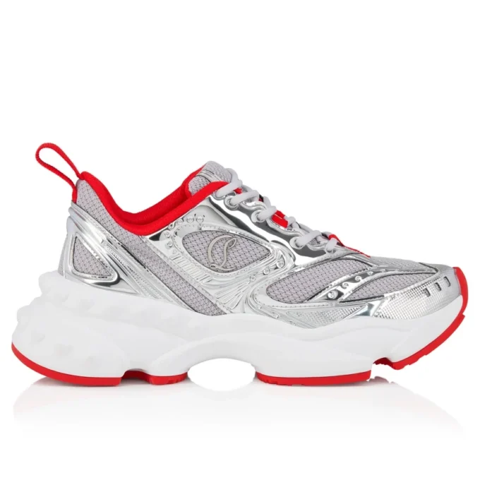 So Flo – Sneakers da corsa – Pelle di vitello laminata – Argento – Donna