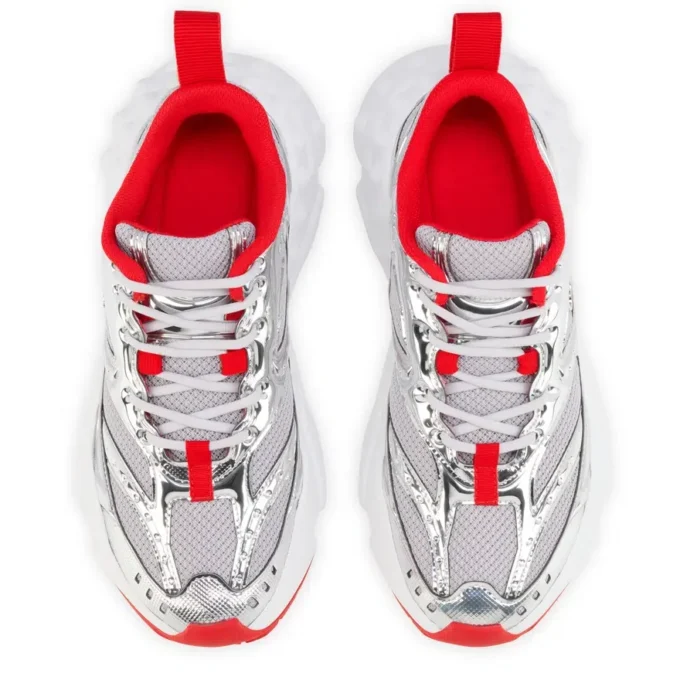 So Flo – Sneakers da corsa – Pelle di vitello laminata – Argento – Donna