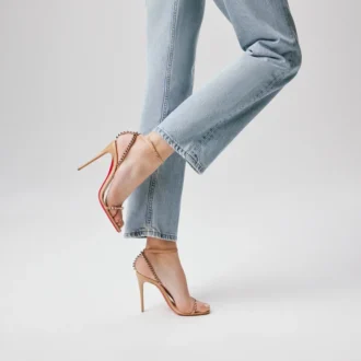So Me – Sandali con cinturini da 100 mm – Pelle di capretto e borchie – Blush – Donna
