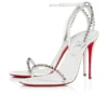 So Me – Sandali con cinturini da 100 mm – Pelle di vitello verniciata e borchie – Bianco – Donna