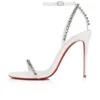 So Me – Sandali con cinturini da 100 mm – Pelle di vitello verniciata e borchie – Bianco – Donna