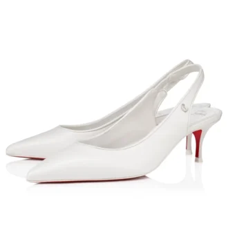 Sporty Kate Sling – Décolleté con cinturino posteriore da 55 mm – Pelle di agnello nappa – Bianco – Donna