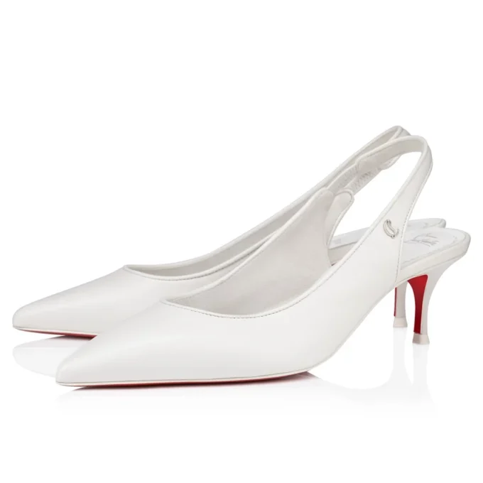 Sporty Kate Sling – Décolleté con cinturino posteriore da 55 mm – Pelle di agnello nappa – Bianco – Donna