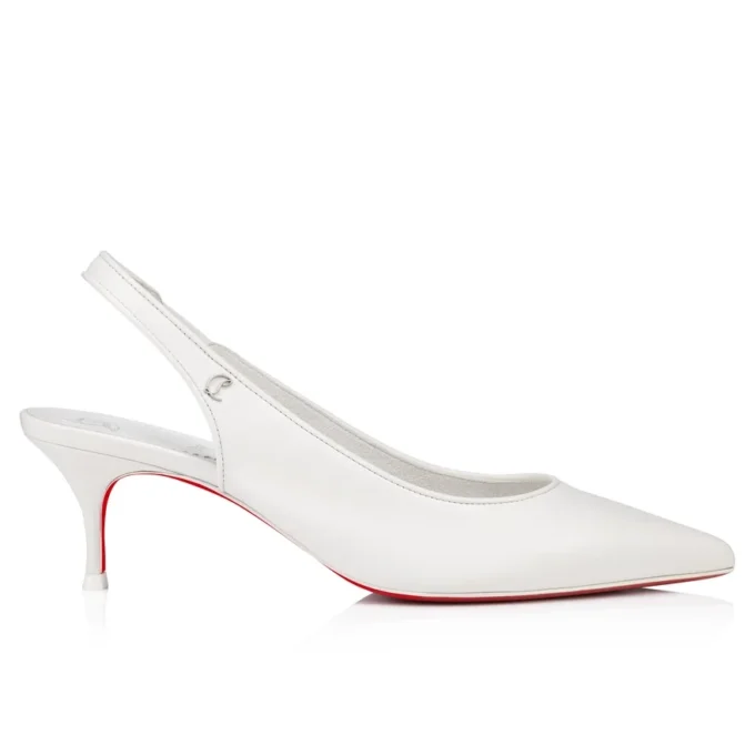 Sporty Kate Sling – Décolleté con cinturino posteriore da 55 mm – Pelle di agnello nappa – Bianco – Donna