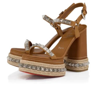Superaclou – Sandali con cinturini da 130 mm – Pelle di vitello cerata – Terra – Donna