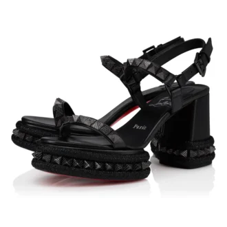 Superaclou – Sandali con cinturini da 85 mm – Pelle nappa di agnello – Nero – Donna