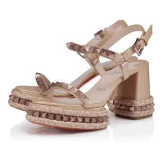 Superaclou – Sandali con cinturini da 85 mm – Pelle nappa perlata – Leche – Donna