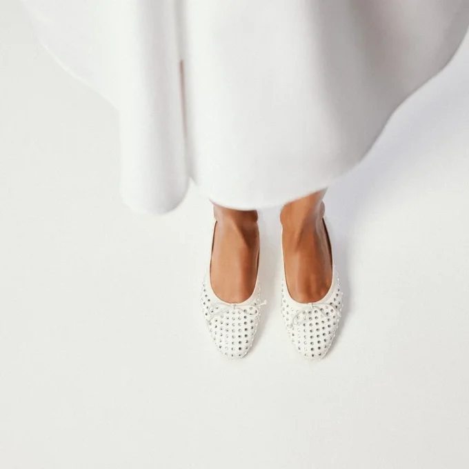 Sweetie Jane Strass Boum – Ballerine – Raso crepe – Versione avorio – Donna