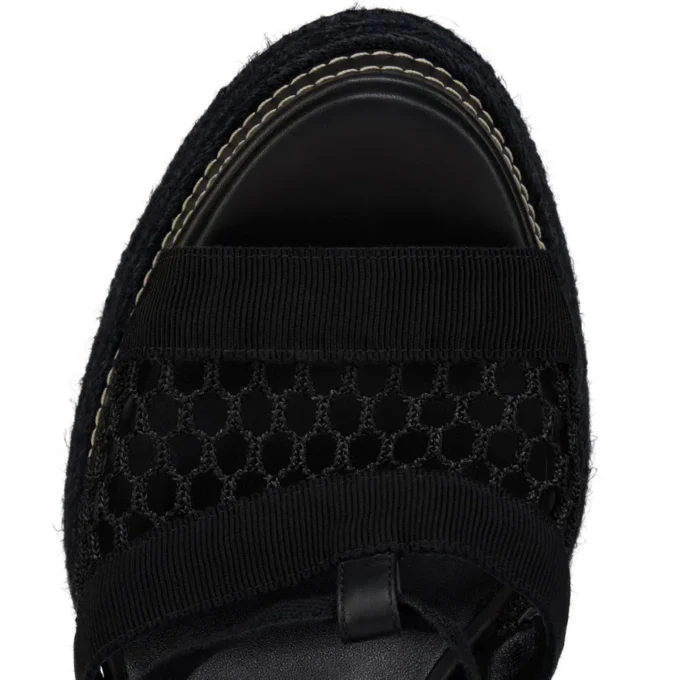Toledissima – Espadrillas da 130 mm – Mesh e pelle di vitello cerata – Nero – Donna Toledissima – Espadrillas da 130 mm – Mesh e pelle di vitello cerata – Nero – Donna