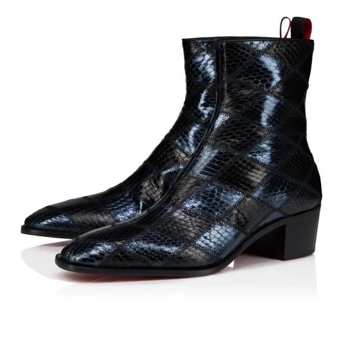Ziggissimo Forever – Stivali – Pelle di serpente d’acqua patchwork – Nero – Uomo Ziggissimo Forever – Stivali – Pelle di serpente d’acqua patchwork – Nero – Uomo